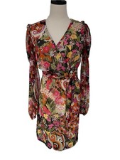 Walter Baker Audrey Floral Georgette Surplice Dress Small S