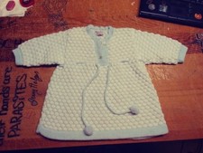 VINTAGE BAR KAY BABY SWEATER LIGHT BLUE  WHITE POPCORN PATTERN 24 MONTHS