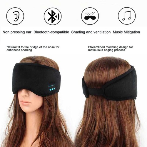 Bluetooth Schlaf Augenmaske Kabellos Kopfhörer Schlaf Reise Musik Augenschutz - Bild 3 von 24