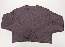 Gymshark Adapt Animal Long Sleeve Top L Wild Musk Lilac Seamless Cropped B4A4V