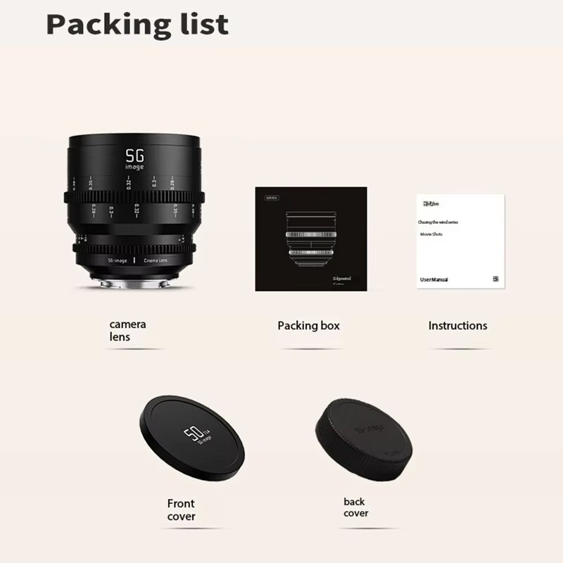 SGimage 25mm 35m 50mm 75mm T1.4 Full Frame Cinema Lens for Sony E