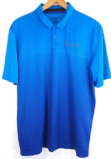 Nike Golf Dri Fit Polo Shirt Men's L Blue Deutsche Bank Championship TPC Logo