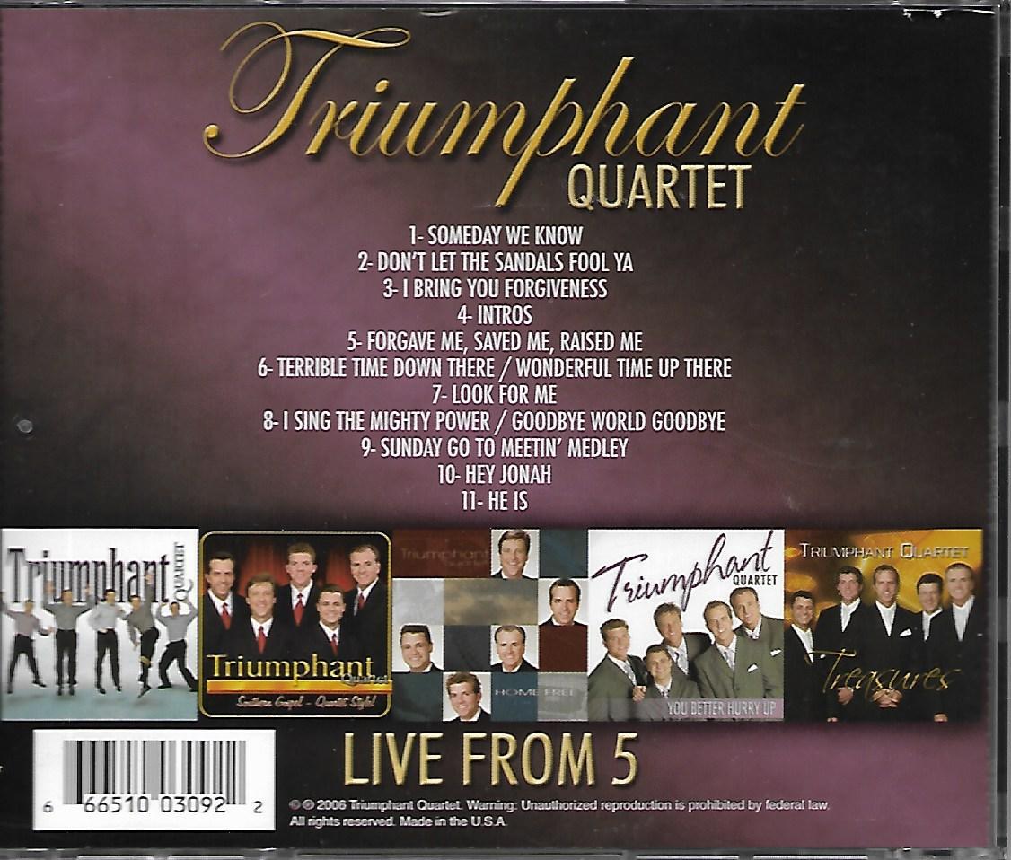 その他 Triumphant Quartet Live From 5 Triumphant Quartet: LIVE FROM 5 2006 MINT (Audio CD