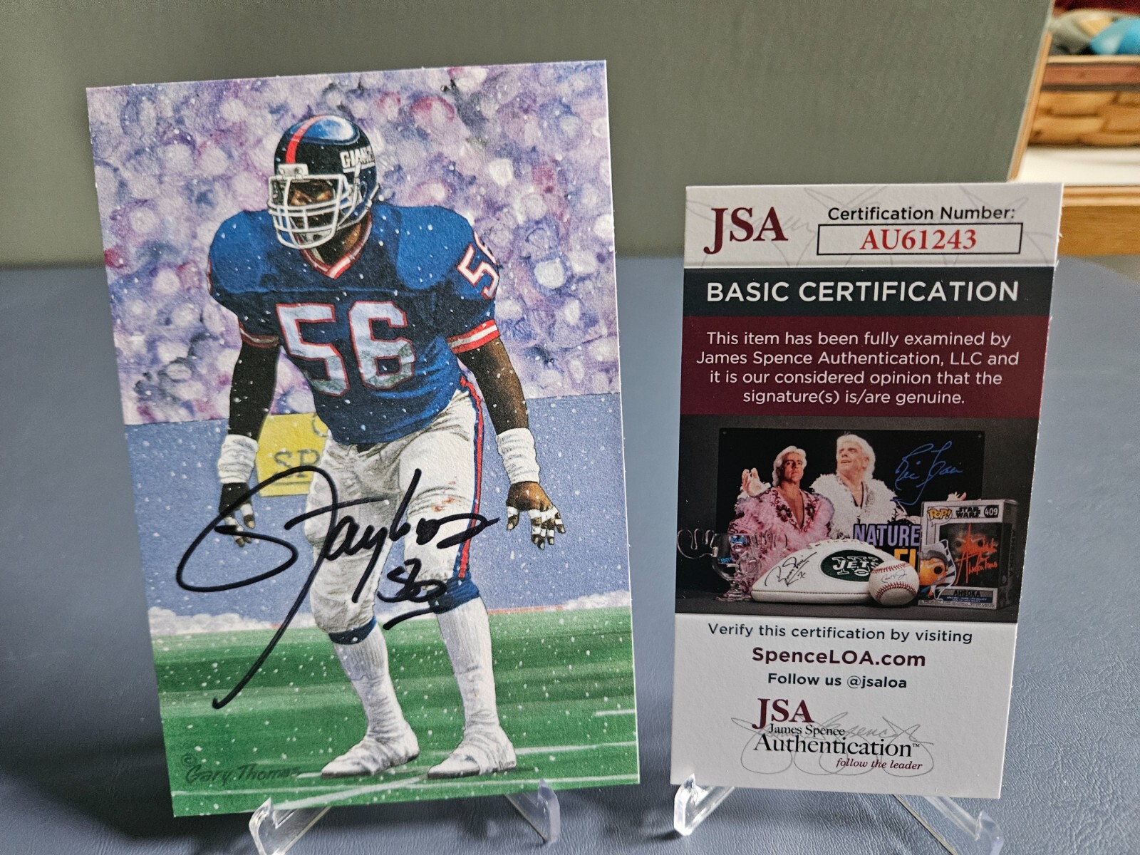 LAWRENCE TAYLOR "56" Signed 1999 HOF Goal Line Art Card GLAC - #/5,000 - JSA COA 
