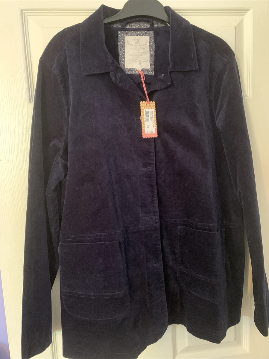 Bnwt White Stuff Size 22 Navy Blue Velvet Devin Worker Jacket | eBay