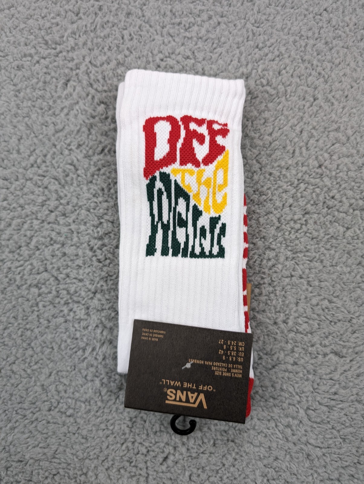 Vans Crew Socks Mens Womens 6.5-9 White Red Yellow Off The Wall Skate Athletic-image