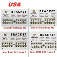 10 Packs USA Dental Mini Metal Brackets 3-4-5 Hooks #1-4 Roth./MBT 022 Slot SA