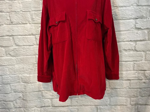 Chaqueta Camisa Lauren Ralph Lauren Para Mujer Roja Pana Cremallera Completa Talla L - Imagen 3 de 8