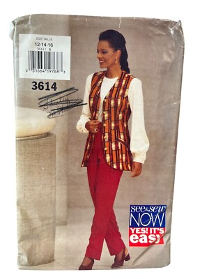 UNCUT FF Sewing Pattern Butterick 3614 Vest Top Pants Misses Size 12-16