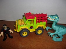 Imaginext Jurassic World Park Lot Jeep Vehicle with Raptor Dino and Dr. Malcolm