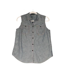 Lauren Ralph Lauren Chambray Blouse Womens M Blue 100% Cotton Casual Boho