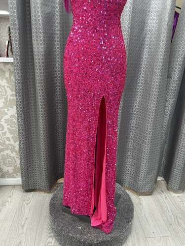 Prom Dress Size 4 Rachel Allan Hot Pink Sequin BNWT - Picture 6 of 20