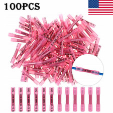 100Pcs Red Heat Shrink Butt Wire Connectors Crimp Terminals AWG 16-22 Gauge US