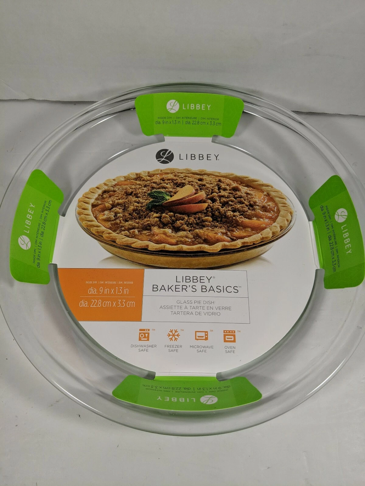 Libbey Glass Pie Dish Baker's Basics 9 In X 1.3 In Cheesecake Pastry Dish