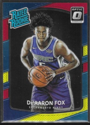 2017 Panini Donruss Optic DE'AARON FOX RC #196 Sacramento Kings RED & YELLOW and