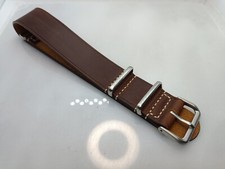 New Geckota Zuludiver 22mm Genuine Leather Brown Military Watch Strap 6A259