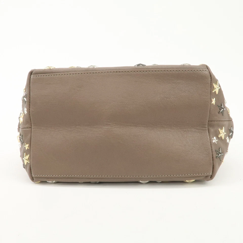 Auténtico Bolso de Mano JIMMY CHOO Zodiac Tachuelas Cuero Rosa Beige Usado Foto 4 de 4