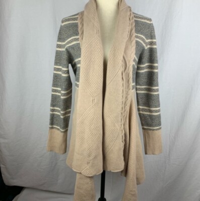 bogner womens tan and gray knit sweater cardigan size 12