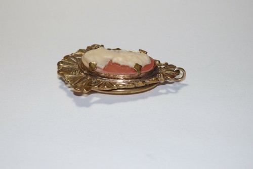 Vintage Art Deco Brass & Carved Celluloid Cameo Locket Necklace Pendant - Picture 3 of 6