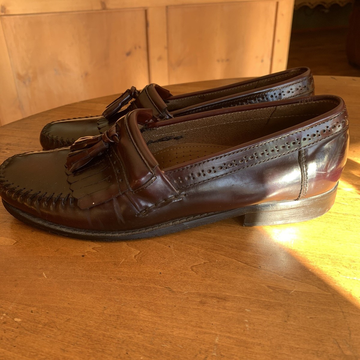 Mens G H Bass Werjuns Cherry Red Kiltie / Tassel Loafers 