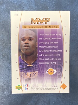 Shaquille O'Neal 2001-02 Upper Deck Game Jersey Edition Team MVP