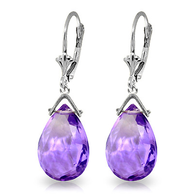 Ohrringe 10,2 Karat 14 Karat massiv Weißgold Optik gerade Ahead Amethyst