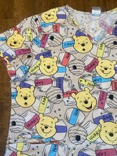 Women  s XL Scrub Top Disney Winnie The Pooh W Hunny Pot