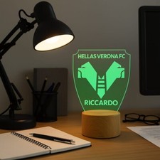 Lampada Plexiglass Verona Calcio e Nome Personalizzato Luce LED Camera 7 Colori