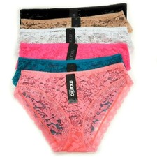 6 Pcs Women's Lace Thongs V-G-string Bikinis Panties Lingerie Underwear Size L