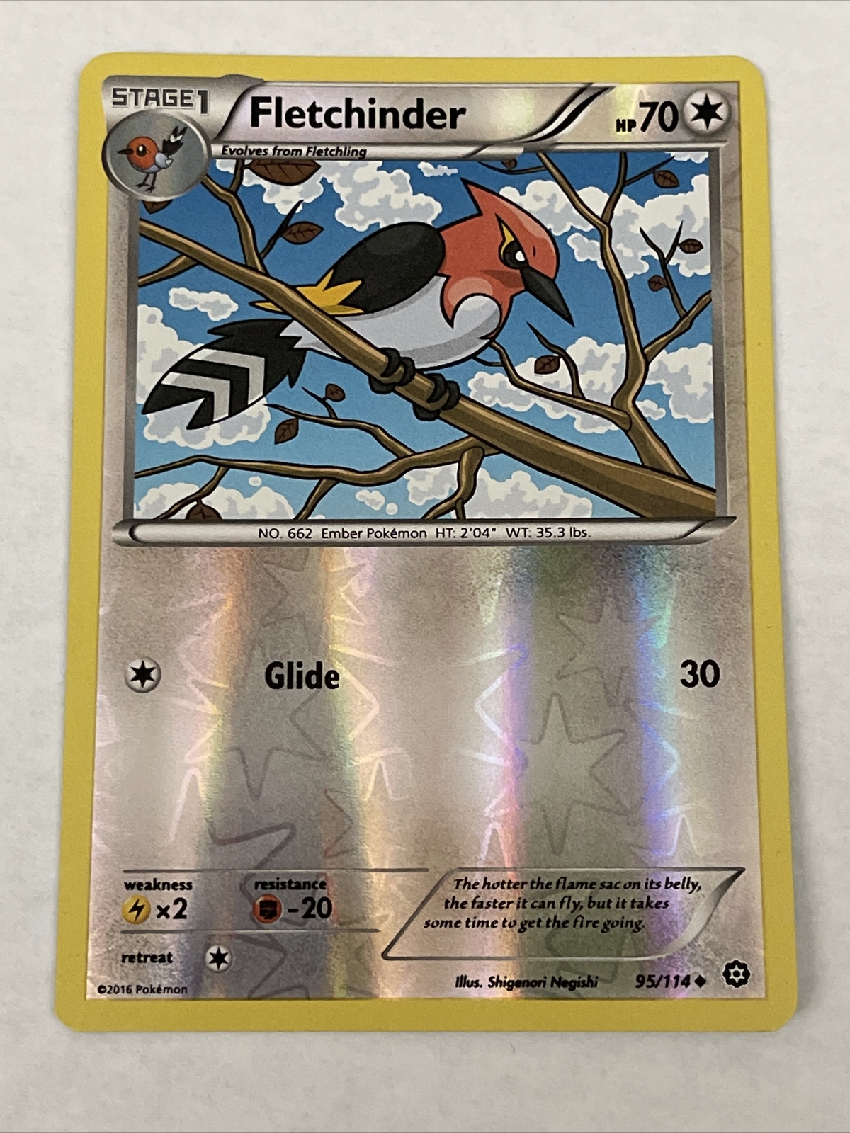 Pokemon XY Steam Siege Fletchinder Reverse Holo 95/114