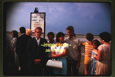 Eastern Airlines Sign at an Airport & People in 1963, Original Slide L15b
