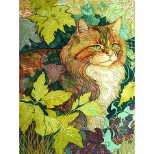 Listing image for Ginger Cat Hiding in Bush Tree Colourful Huge Wall Art Poster Print Giant