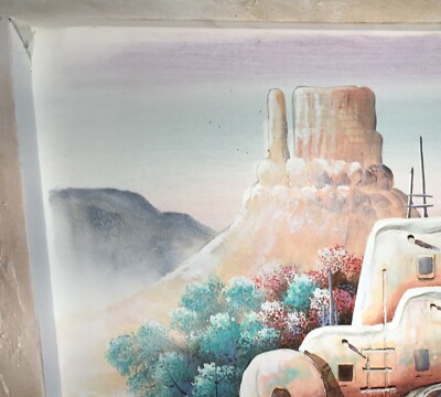 Unique Oil Painting / 3-D Sculpture * Arizona Desert Pueblo Scene