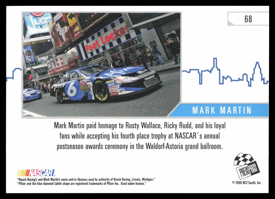 2006 Press Pass Eclipse The Big Apple #68 Mark Martin - Image 2 of 2