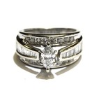 GIA 14k white gold 1.34ct marquise diamond engagement wedding band ring 8.1g — photo 1