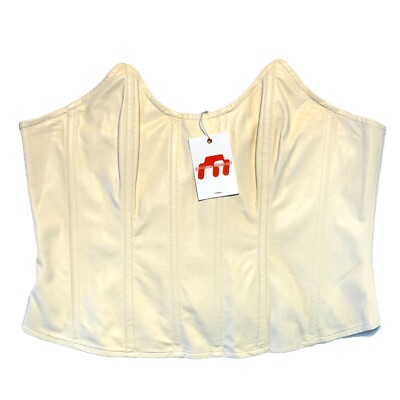 MIAOU x Paloma Elsesser Leia Faux Leather Corset Top Ivory Creme (MSRP $225)