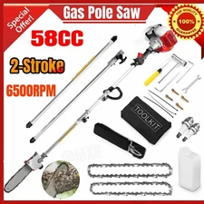 58CC Power Gas Pole Saw 2-Cycle Extendable Chainsaw Tree Trimmer Pruner Rruning
