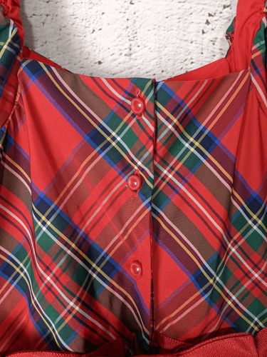 Janie And Jack Tulle Short Sleeve Fit Flare Dress Plaid Red Christmas Size 10 - Picture 3 of 8