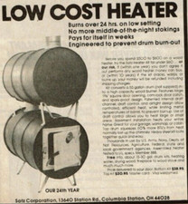 1980 Vintage Print Ad Low Cost Heater Kit Sotz Corporation Burns Over 24 Hours