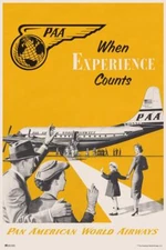 Pan Am Airplane Vintage Travel Poster Pan American Art Print Poster 16x24