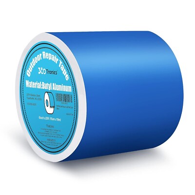 Blue Waterproof Repair Tape, 6in x 33ft per Roll, HVAC, RV, Pool Covers