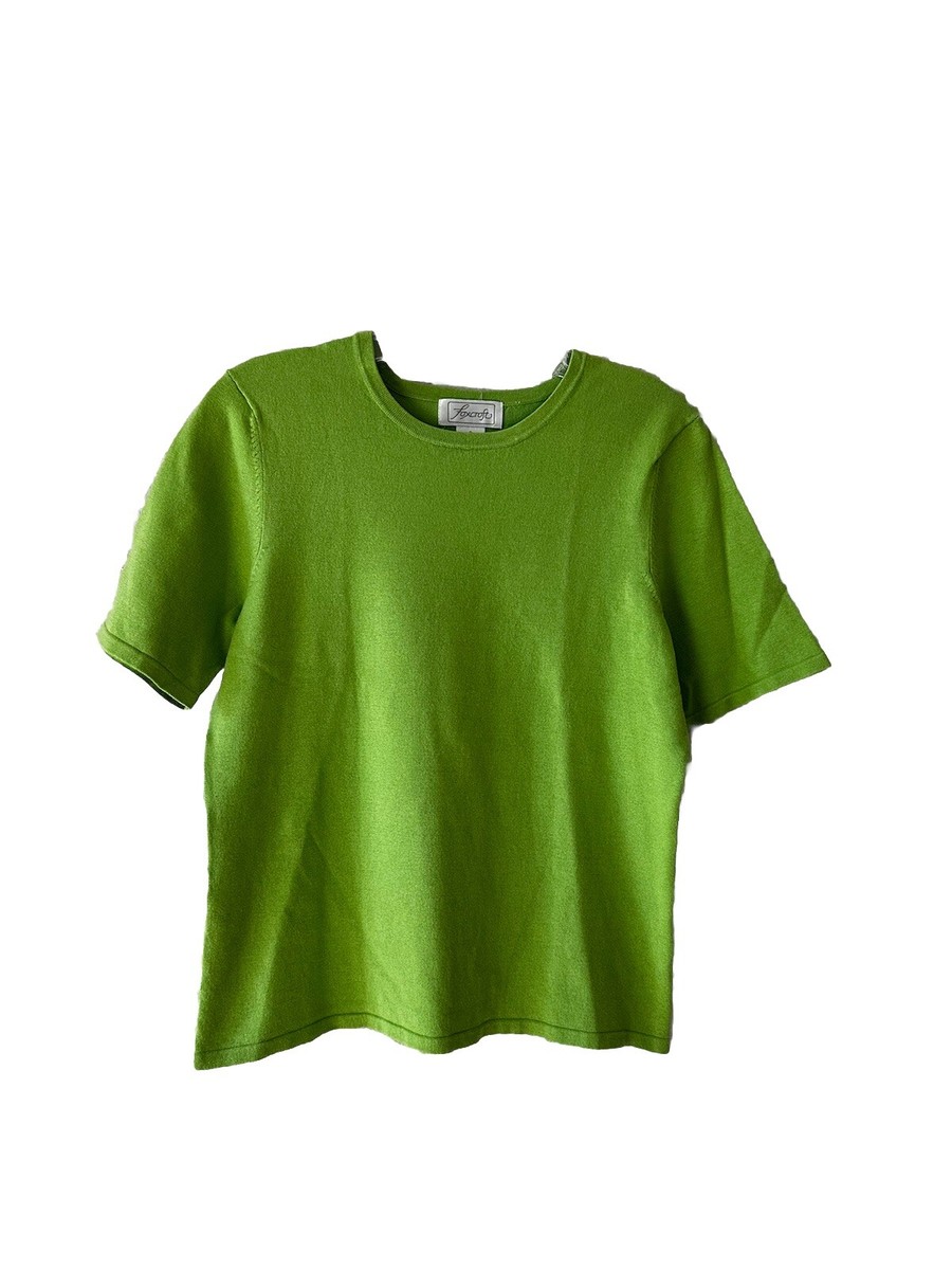 foxcroft T Shirt WomensSmall Knit Silk Short Sleeve Green Preppy