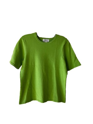 foxcroft T Shirt WomensSmall Knit Silk Short Sleeve Green Preppy