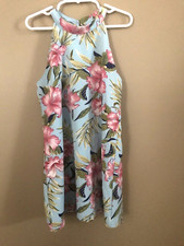 Shein Halter Style Aqua Blue Floral GirlsDress Size 6 - EUC