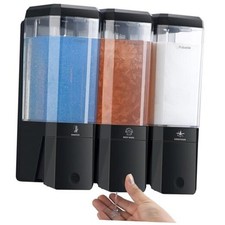 Shampoo and Conditioner Dispenser Wall Mounted, Shower Soap Black 3 Chamber
