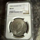 CANADA Silver $1 Dollar 1939 Royal Visit NGC MS 63