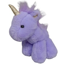 FAO Schwarz Purple Lavender Unicorn Plush Gold Horn Button Sparkle