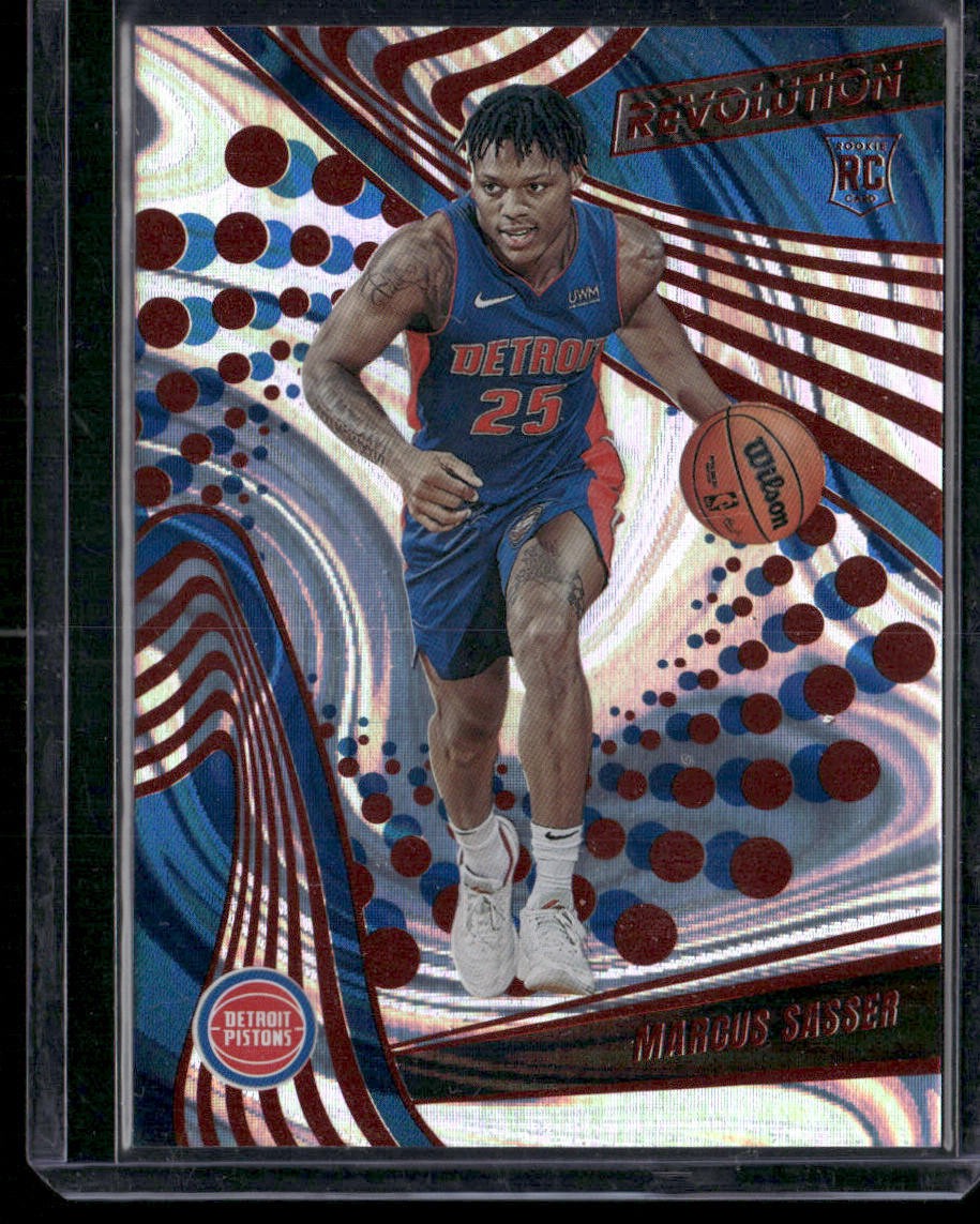 Marcus Sasser 2023-24 Panini Revolution Red Swirl RC #/199 #126 Pistons