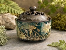 Lotus Incense Burner Bowl with Lid for Resin,...