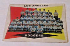 1960 Topps Dodgers TEAM #18 baseball card UnMarked 1st Series CheckList - Koufax
